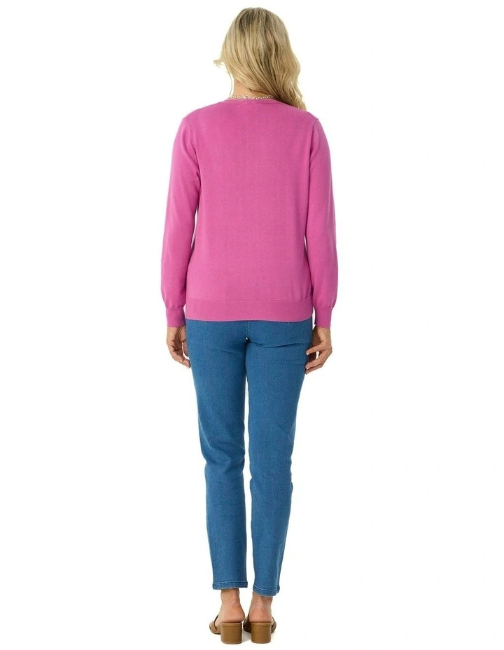 Brady Button Up Long Sleeve Cardigan in Pink image 2
