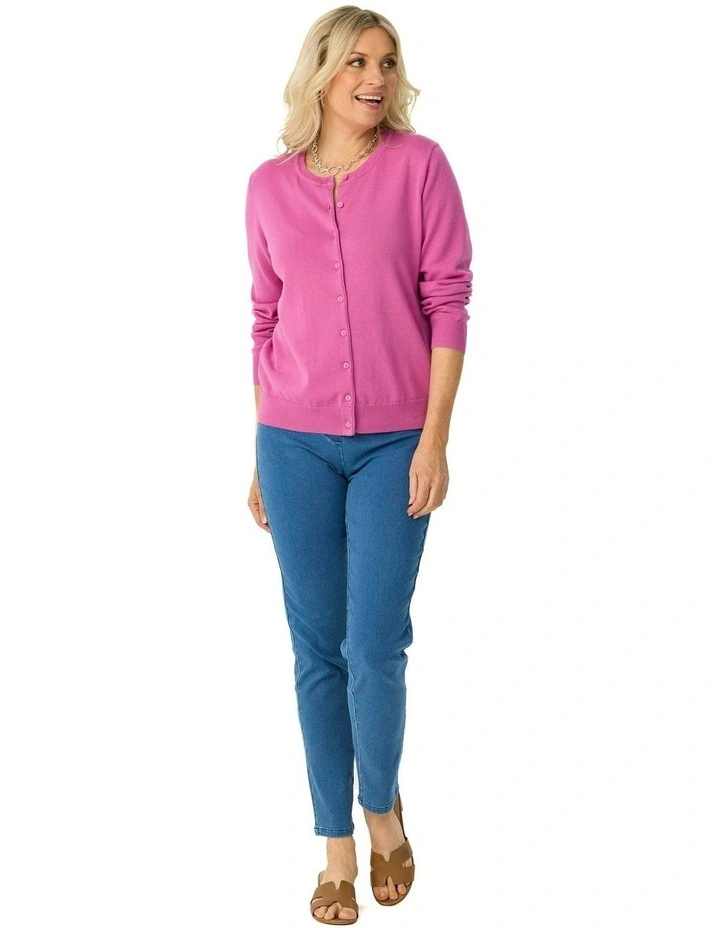 Brady Button Up Long Sleeve Cardigan in Pink image 4