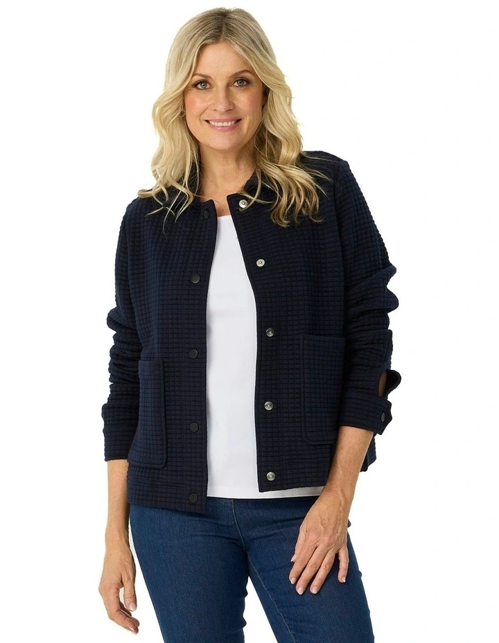 Nevis Textured Collar Jacket in Blue image 1