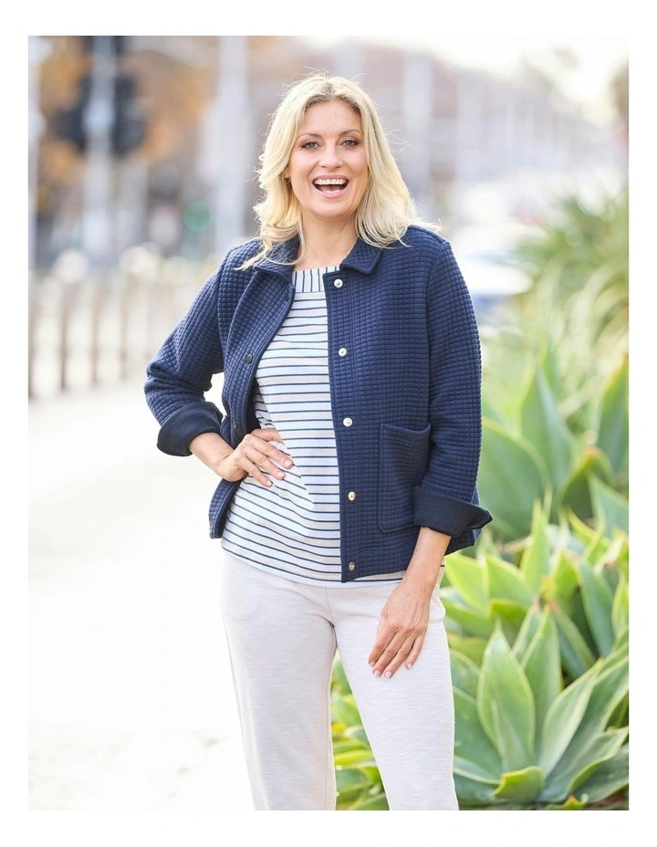 Nevis Textured Collar Jacket in Blue image 5