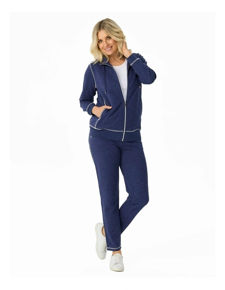 Retreat Top Stitch Zip Up Jacket in Blue image 4