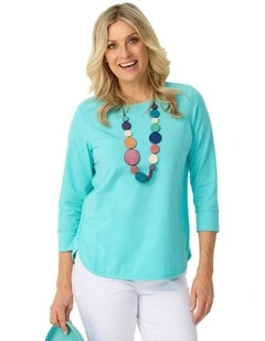 Eternity Modal Cotton 3/4 Sleeve Top in Blue
