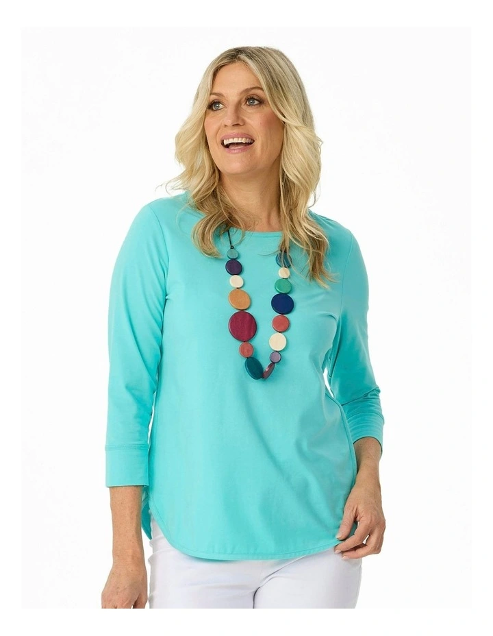 Eternity Modal Cotton 3/4 Sleeve Top in Blue image 1