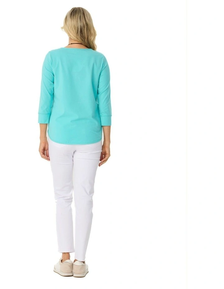 Eternity Modal Cotton 3/4 Sleeve Top in Blue image 2
