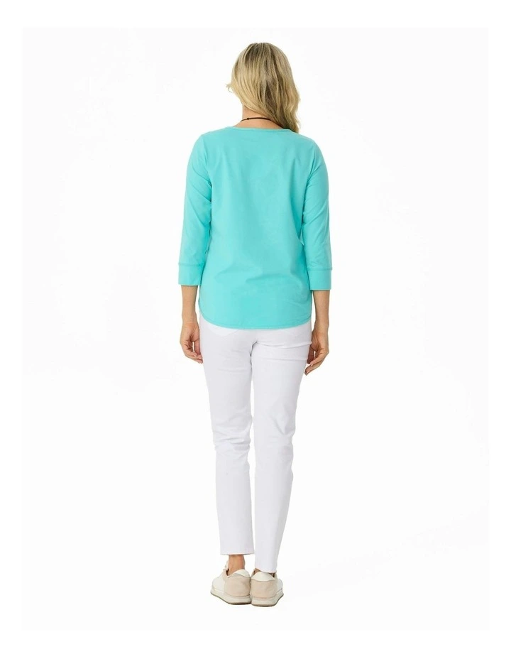 Eternity Modal Cotton 3/4 Sleeve Top in Blue image 2