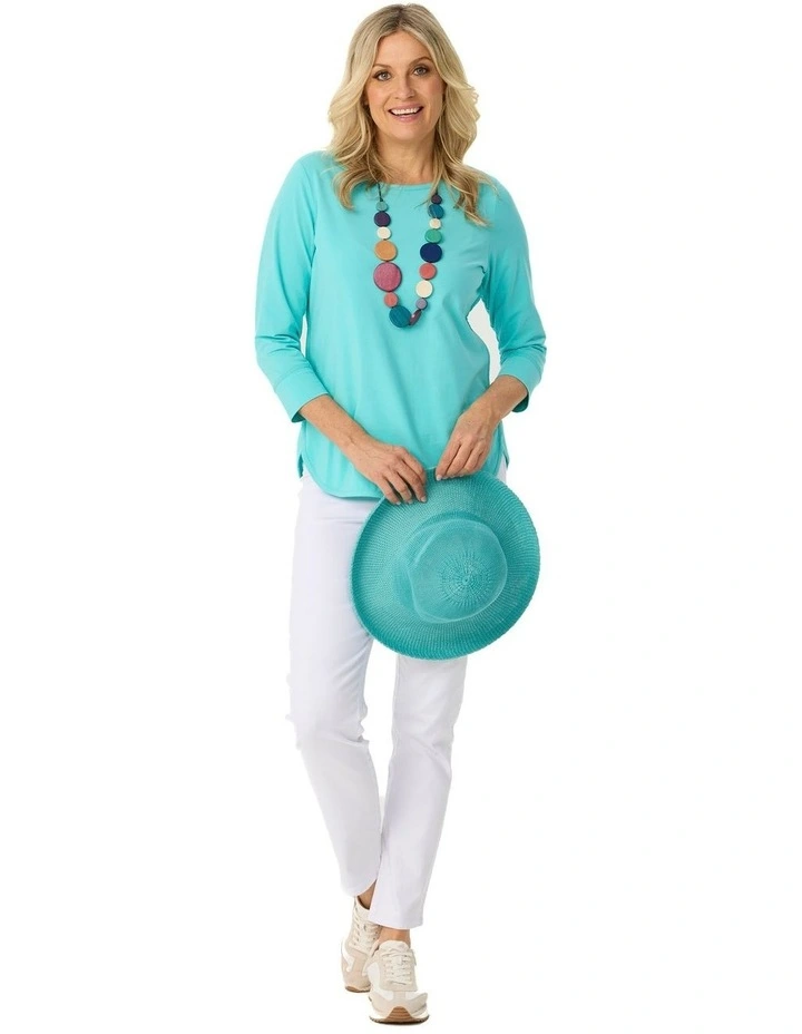 Eternity Modal Cotton 3/4 Sleeve Top in Blue image 4