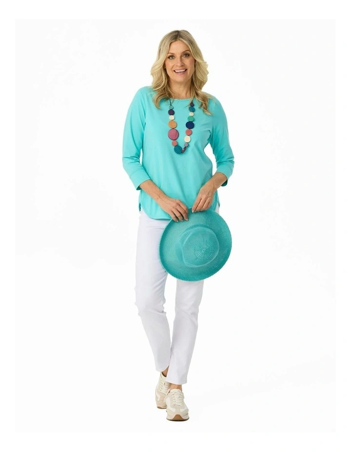 Eternity Modal Cotton 3/4 Sleeve Top in Blue image 4