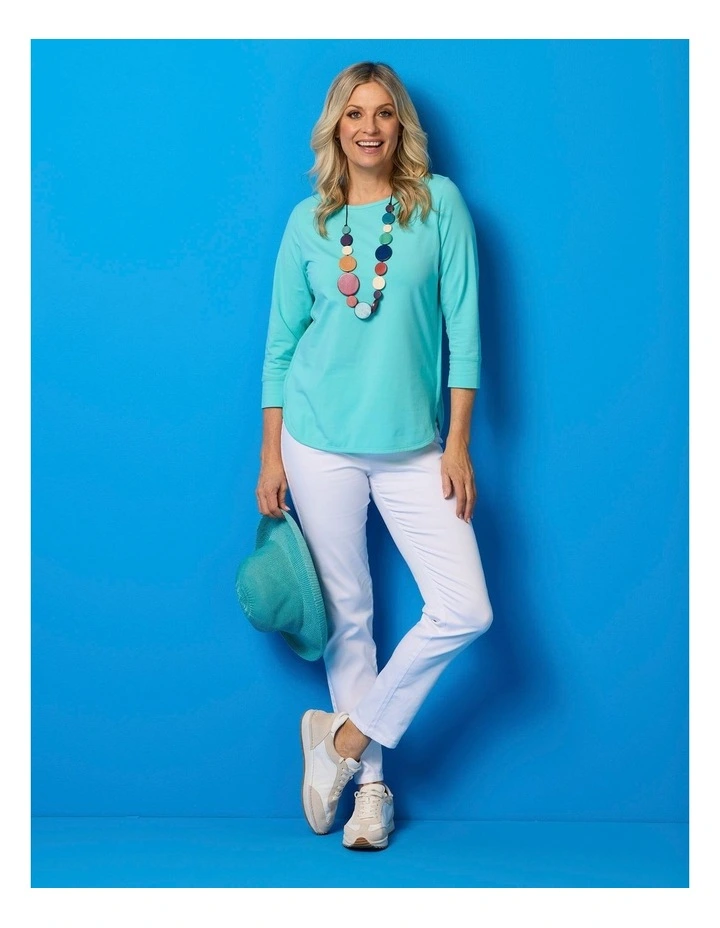 Eternity Modal Cotton 3/4 Sleeve Top in Blue image 5