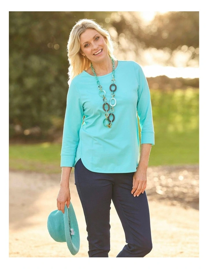 Eternity Modal Cotton 3/4 Sleeve Top in Blue image 5