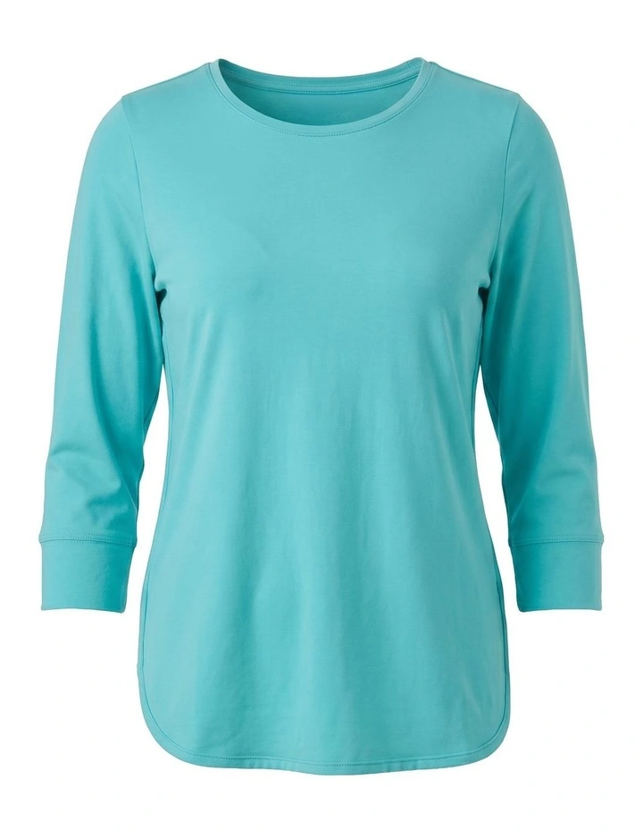 Eternity Modal Cotton 3/4 Sleeve Top in Blue image 6
