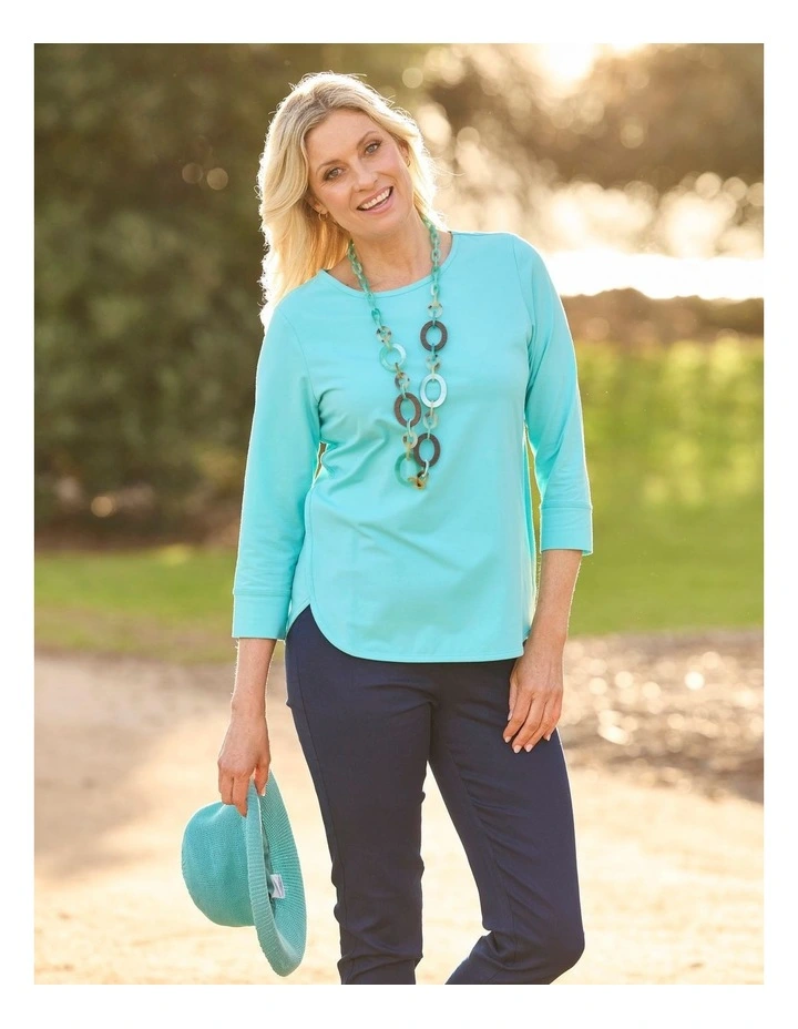 Eternity Modal Cotton 3/4 Sleeve Top in Blue image 7
