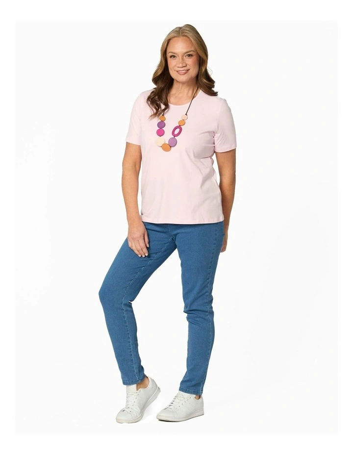 Everyday Ribbon Trim Short Sleeve Tee in Pink image 4