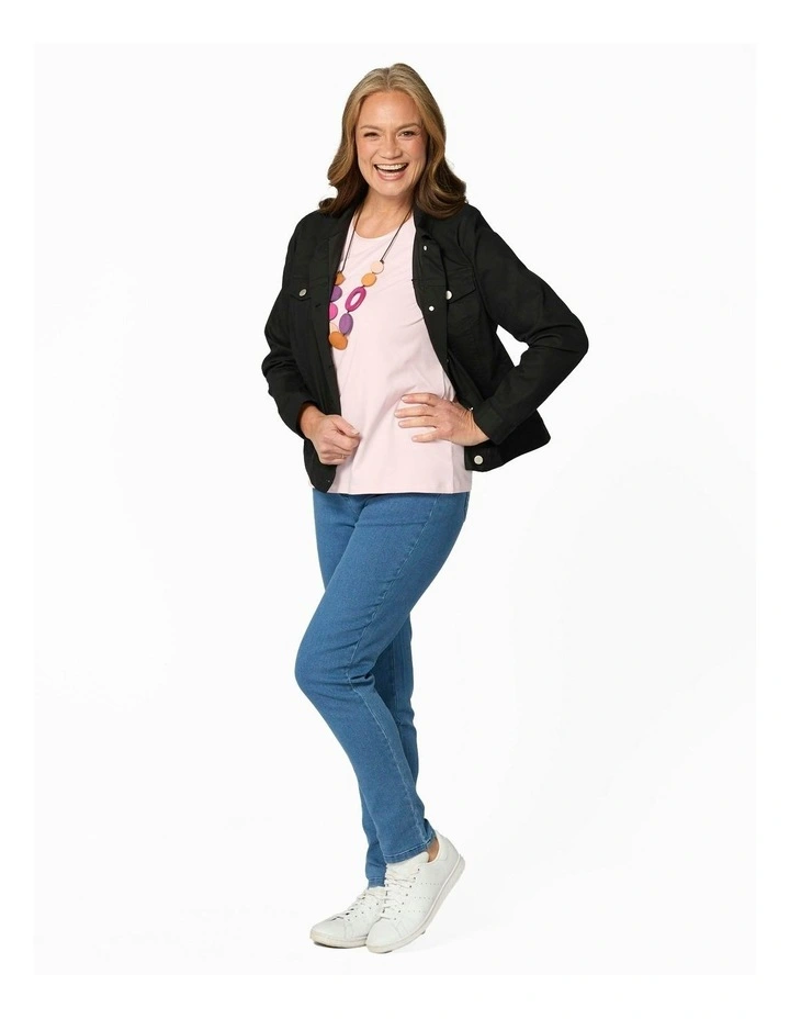 Everyday Ribbon Trim Short Sleeve Tee in Pink image 5