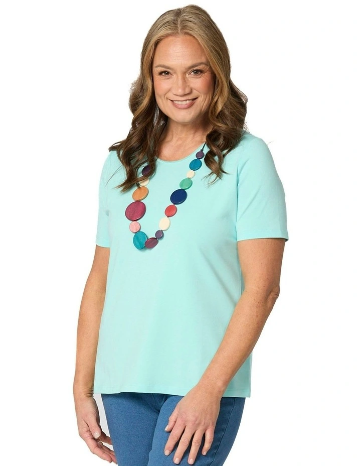 Everyday Ribbon Trim Short Sleeve Tee in Blue image 1