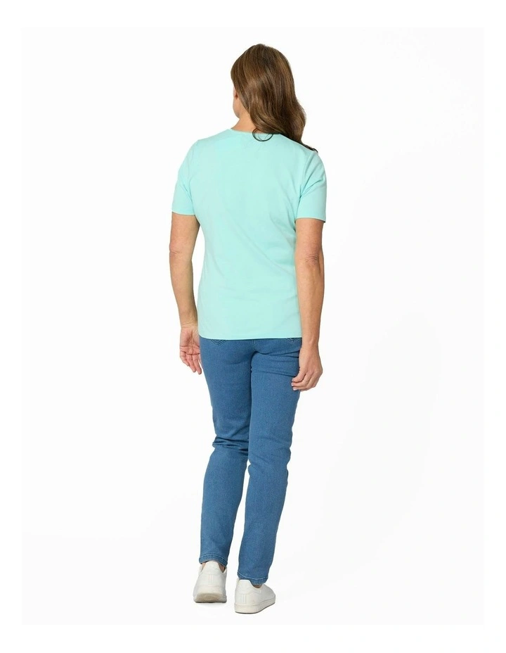 Everyday Ribbon Trim Short Sleeve Tee in Blue image 2
