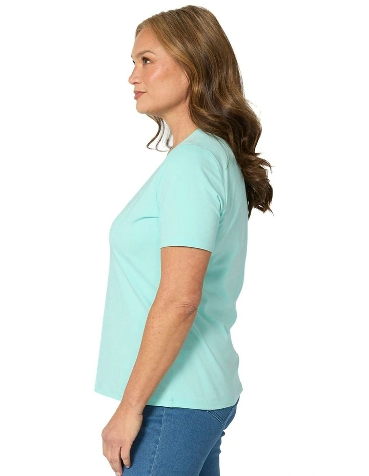 Everyday Ribbon Trim Short Sleeve Tee in Blue image 3
