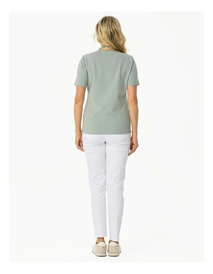 Everyday Ribbon Trim Short Sleeve Tee in Green image 2