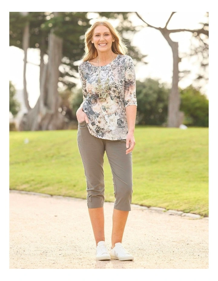 Ruben 3/4 Sleeve Print Tee in Multi image 5
