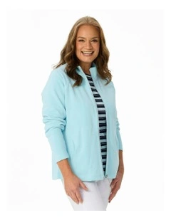 Haven French Rib Zip Up Jacket in Blue