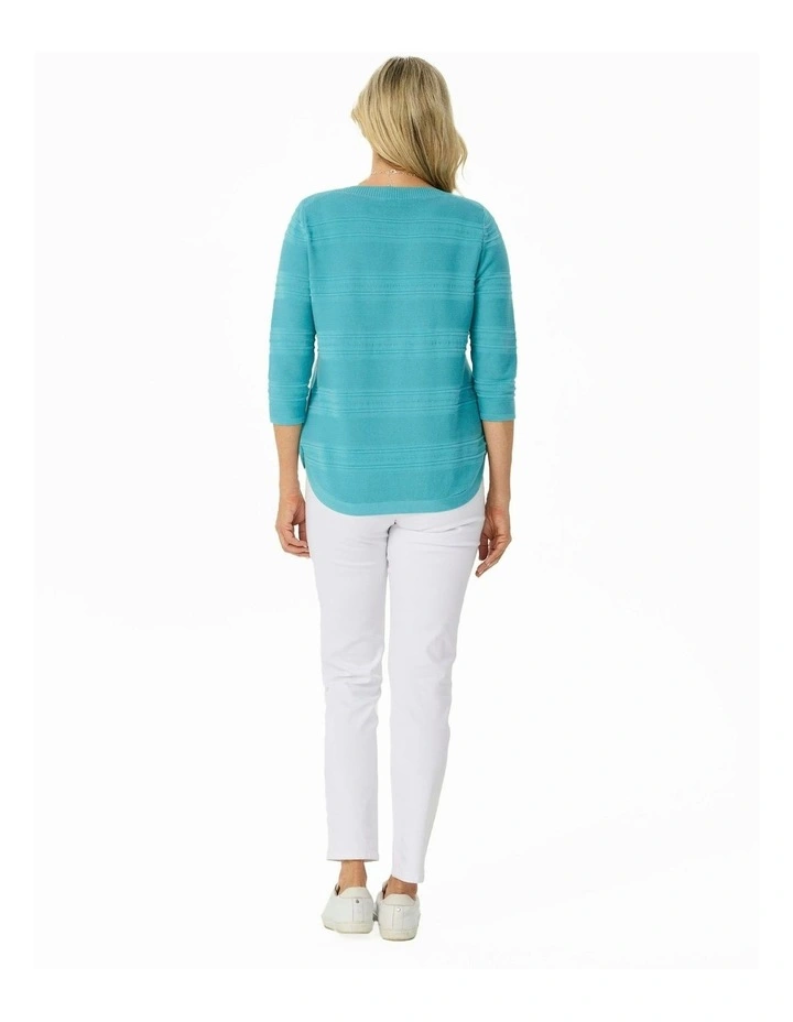 Hillary Side Button 3/4 Sleeve Sweater in Blue image 2