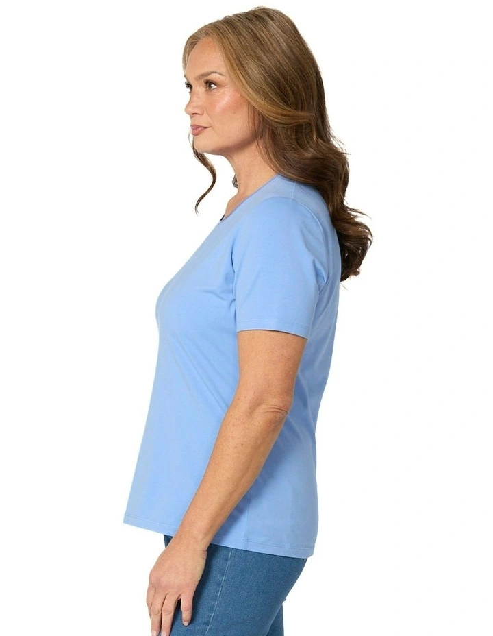 Everyday Ribbon Trim Short Sleeve Tee in Blue image 3