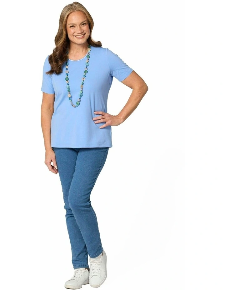 Everyday Ribbon Trim Short Sleeve Tee in Blue image 4