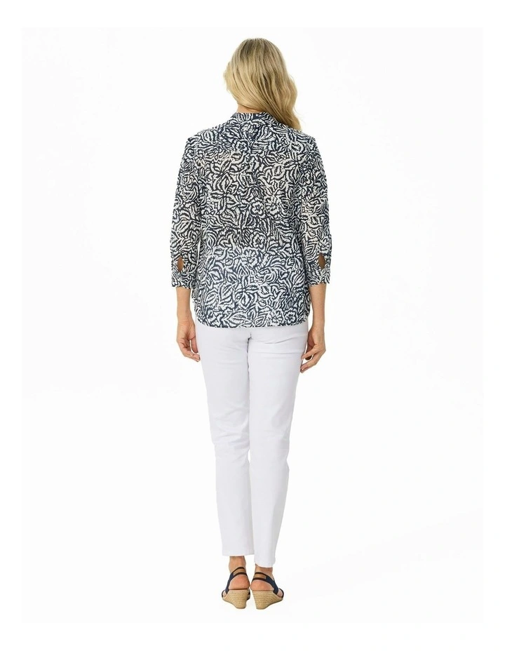 CASA 3/4 Sleeve Shirt in Navy and White image 2