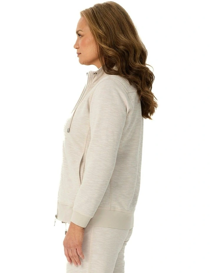 Retreat Top Stitch Zip Up Jacket in Taupe image 3