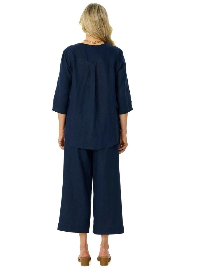 Cologne 1 Button 3/4 Sleeve Tunic in Navy image 2