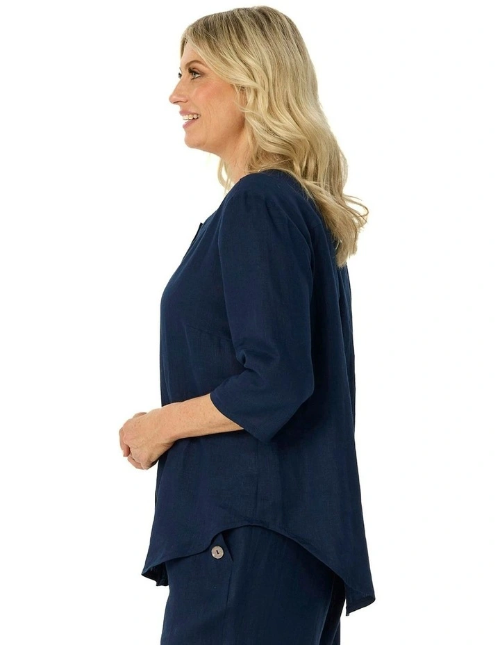 Cologne 1 Button 3/4 Sleeve Tunic in Navy image 3
