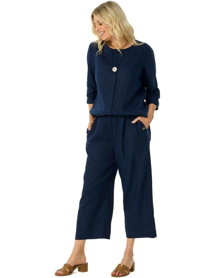 Cologne 1 Button 3/4 Sleeve Tunic in Navy image 4