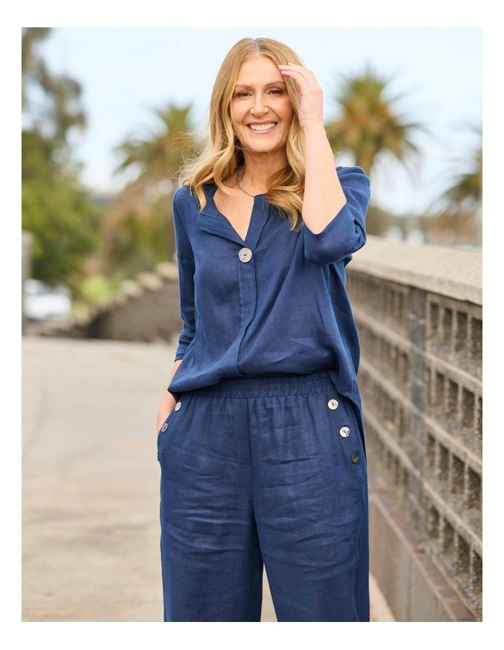 Cologne 1 Button 3/4 Sleeve Tunic in Navy image 5