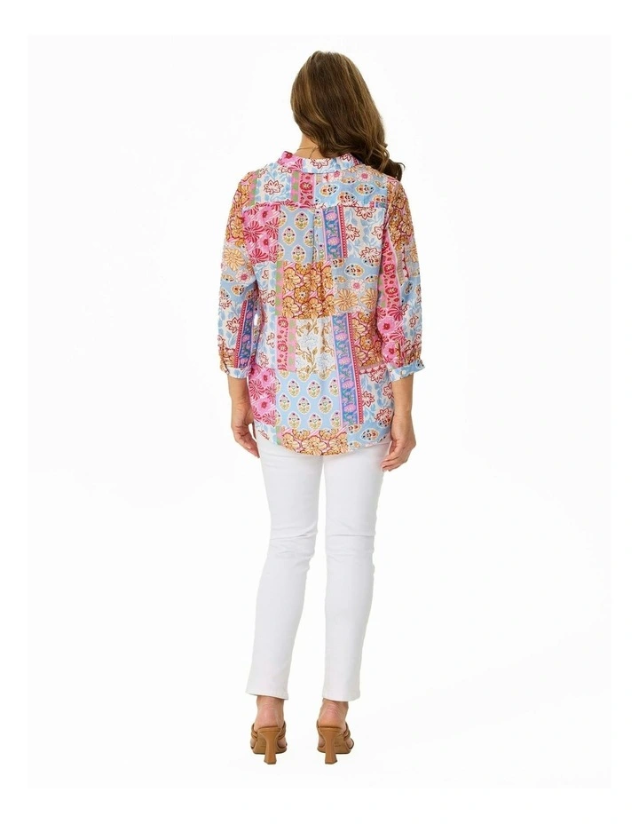 PATCHWORK PRINT 3/4 SLV BLOUSE image 2