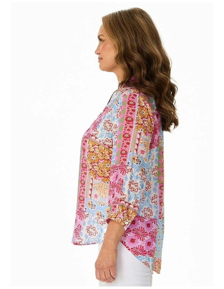 PATCHWORK PRINT 3/4 SLV BLOUSE image 3