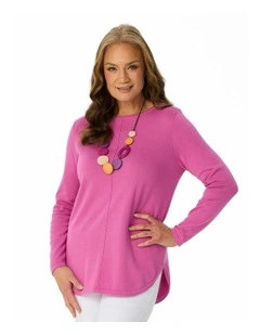 Monique Boat Neck Long Sleeve Sweater in Pink
