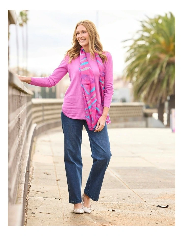 Monique Boat Neck Long Sleeve Sweater in Pink image 5