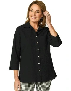 Squeak 3/4 Sleeve Shirt in Black