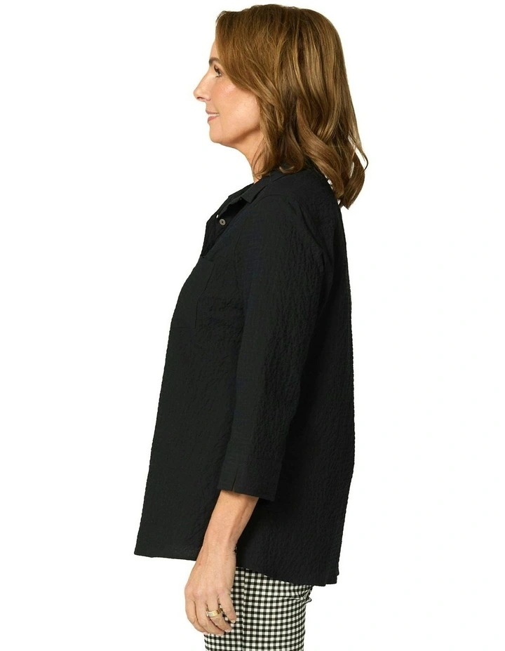 Squeak 3/4 Sleeve Shirt in Black image 3