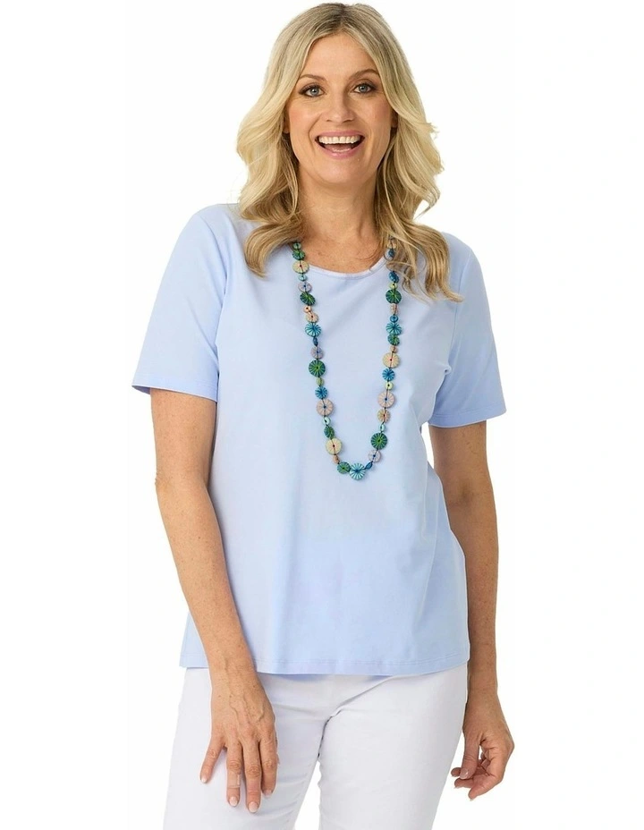 Everyday Ribbon Trim Short Sleeve Tee in Blue image 1