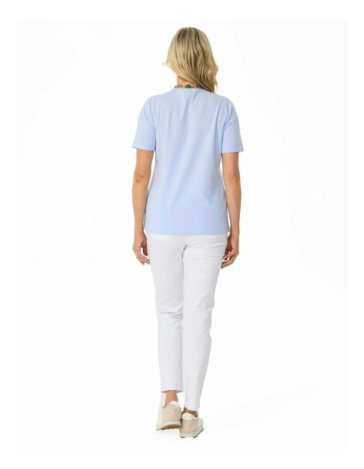 Everyday Ribbon Trim Short Sleeve Tee in Blue image 2
