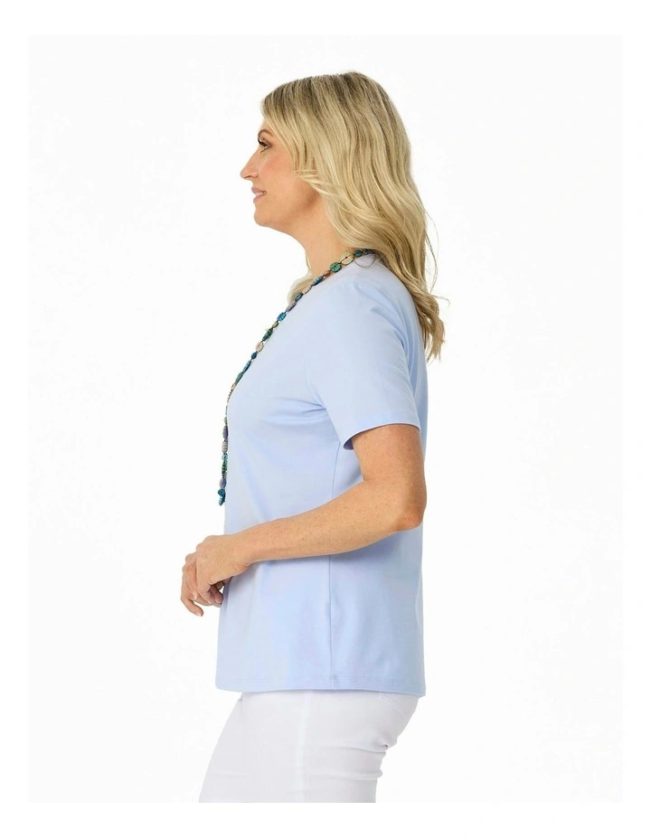 Everyday Ribbon Trim Short Sleeve Tee in Blue image 3