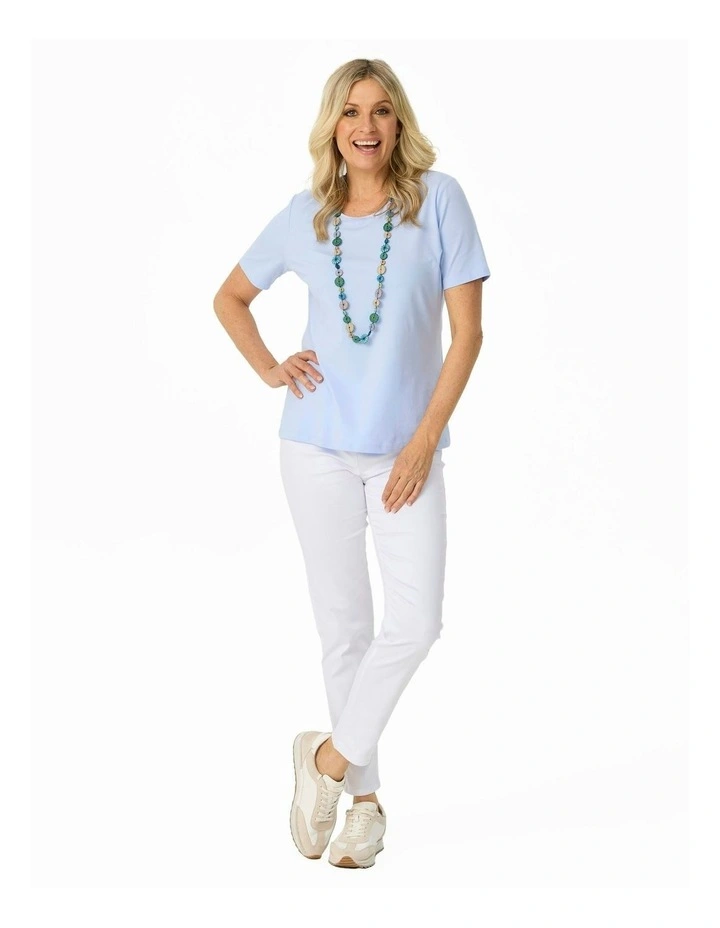 Everyday Ribbon Trim Short Sleeve Tee in Blue image 4