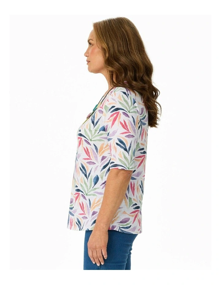 Cassidy Elbow Sleeve Tee in Multi image 3