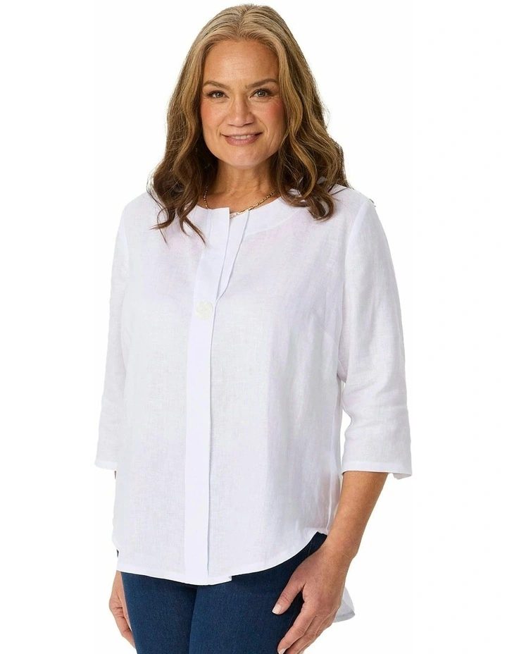 Cologne 1 Button 3/4 Sleeve Tunic in White image 1