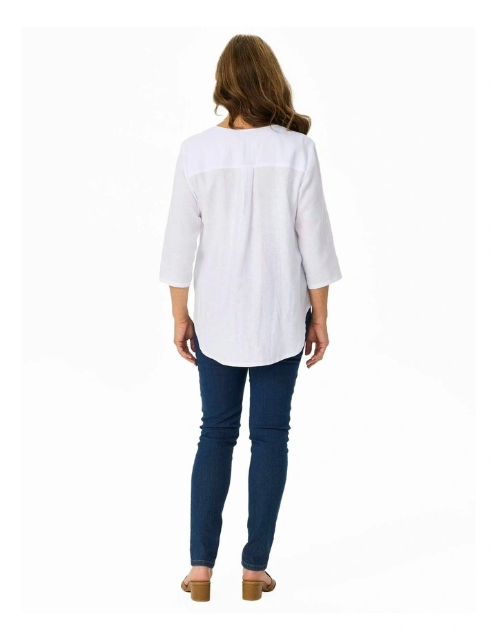 Cologne 1 Button 3/4 Sleeve Tunic in White image 2