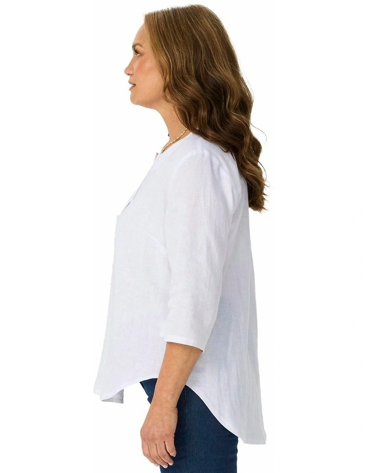 Cologne 1 Button 3/4 Sleeve Tunic in White image 3