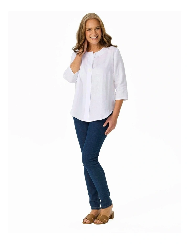 Cologne 1 Button 3/4 Sleeve Tunic in White image 4