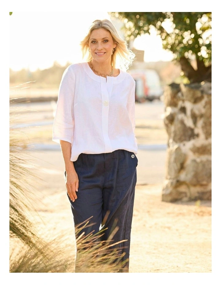 Cologne 1 Button 3/4 Sleeve Tunic in White image 5