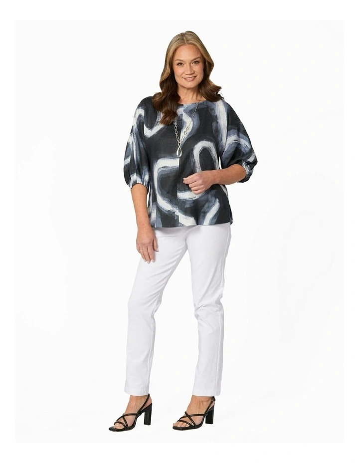Twirl Gathered Sleeve Top in Black image 4