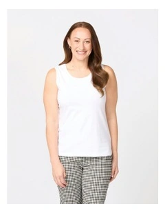 Easy Ribbon Trim Singlet in White